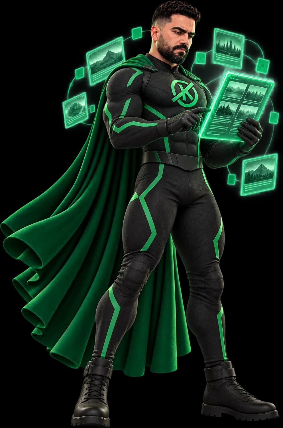 KOTYX بطل Krypton Devz يقرأ مقالات المدونة على شاشة رقمية